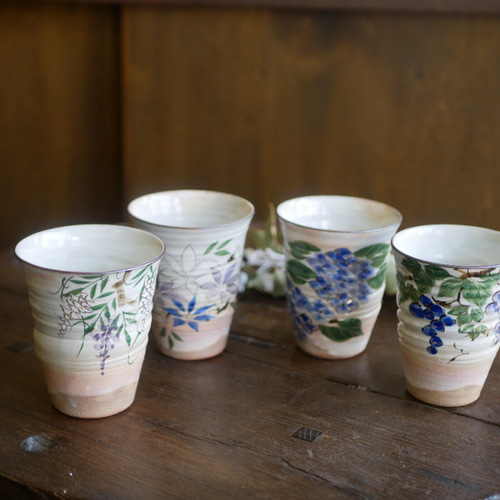 京焼・清水焼 色絵 フリーカップ（鉄線） 湯呑み Shun 通販 13970848