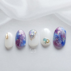 天然石ネイル ニュアンスネイル ミラーネイル ネイルチップオーダー ニュアンス天然石ネイル- ネイルチップ専門店ミチネイル