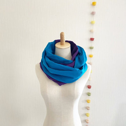 ♡日本製造♡高品質雙層紗布柔軟夢幻的圍脖♡雙色（綠松石藍x紫色） 第4張的照片