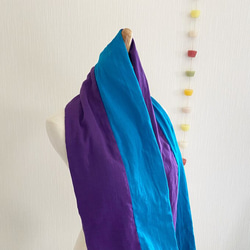 ♡日本製造♡高品質雙層紗布柔軟夢幻的圍脖♡雙色（綠松石藍x紫色） 第3張的照片