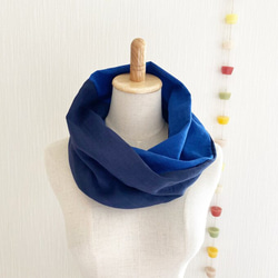 ♡日本製造♡高品質蓬鬆雙層紗布圍脖♡雙色（藍色x海軍藍） 第5張的照片