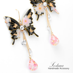 胡蝶~Cherry blossoms~(c3) ピアス/イヤリング/ノンホールピアス/樹脂ピアス 2枚目の画像