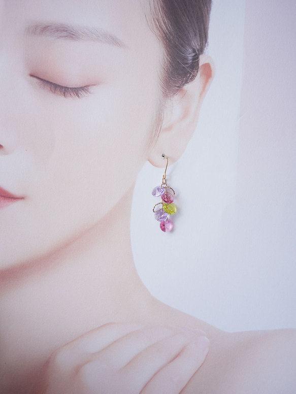 初夏的彩色水晶♥︎ Yurari 耳環 第5張的照片
