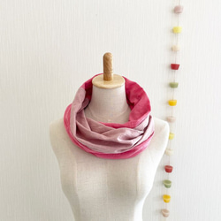 日本製造♡柔軟的春夏圍脖，採用優質雙層紗布製成♡雙色（暗粉色x玫瑰粉色）櫻花粉色 第4張的照片
