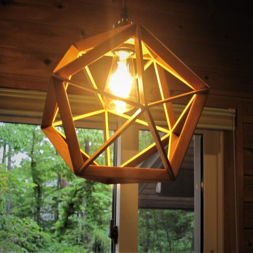 木製幾何学的多面体オブジェ　ライトカバー 木製幾何学的多面体オブジェ ライトカバー