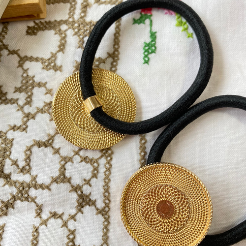 レジン加工皿/ヘアゴム/レジン土台/レジンフレーム/丸/2個 その他素材