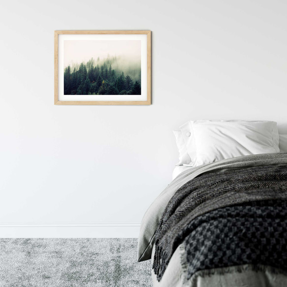 霧と針葉樹の森 フォレスト 山肌 ミニマル 写真 ポスター 4枚目の画像