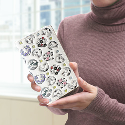 浅草文庫 多機種対応 スマホケース 手帳型 吸盤式 牛革（文庫革）猫