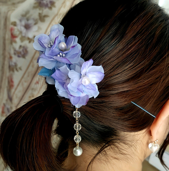 紫陽花の髪飾り　コーム 8枚目の画像