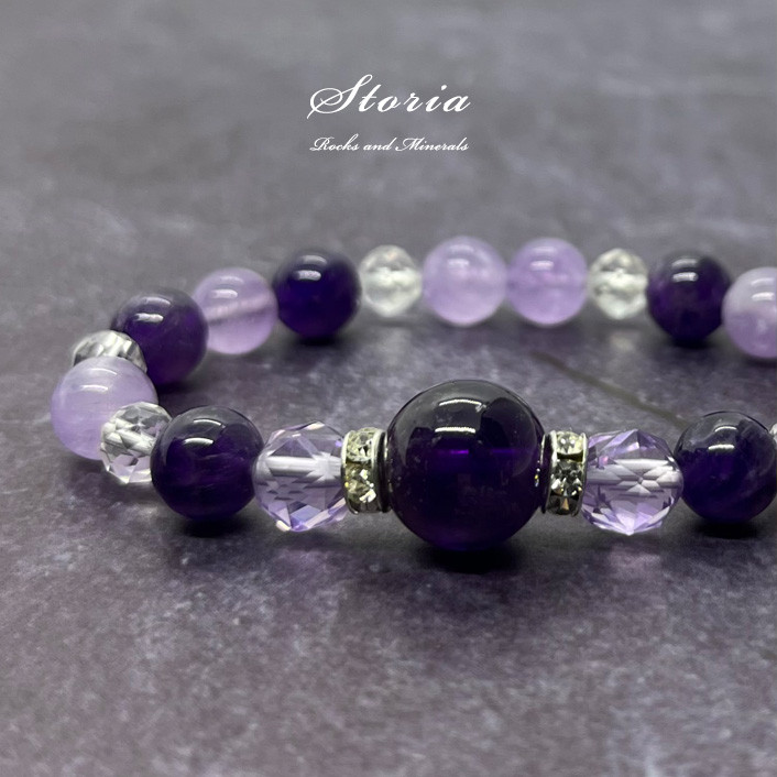 愛の守護石とともに人間関係を改善 アメジスト×ラベンダーアメジスト ブレスレット