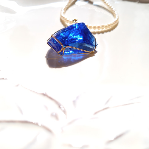 アンダラクリスタル レムリアブルー イナンナウィズダム 穴あけネックレストップ ❤︎3日間限定／ SALE❤︎レムリアの碧い石③✦アンダラ