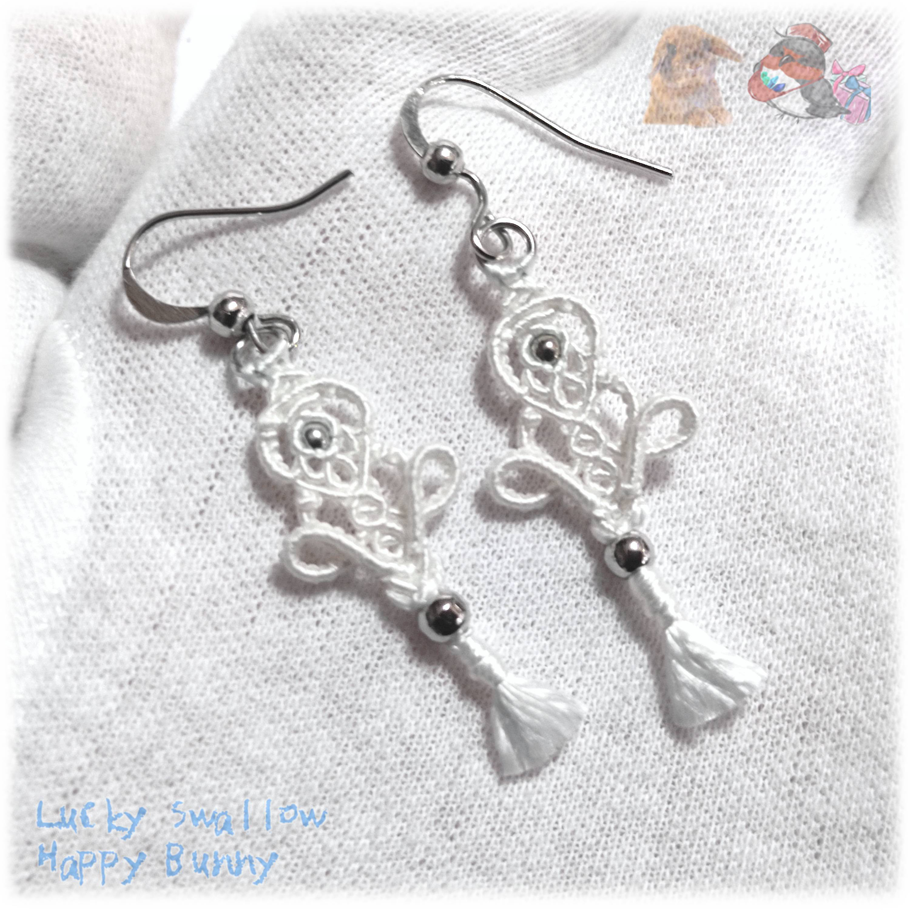 本絹 高品質シルク マクラメピアス てんてんの贈り物♪ No.5128