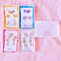 《SWAROVSKIピンク》向日葵×ビジュー 2点セット♡ピアスorイヤリング♡ネックレス（ニッケルフリー） 2枚目の画像