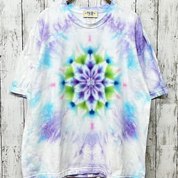 タイダイ染め　ビッグシルエット Tシャツ　Mサイズ　曼荼羅　ブルー×パープル　Hippies Dye HD16-50 1枚目の画像