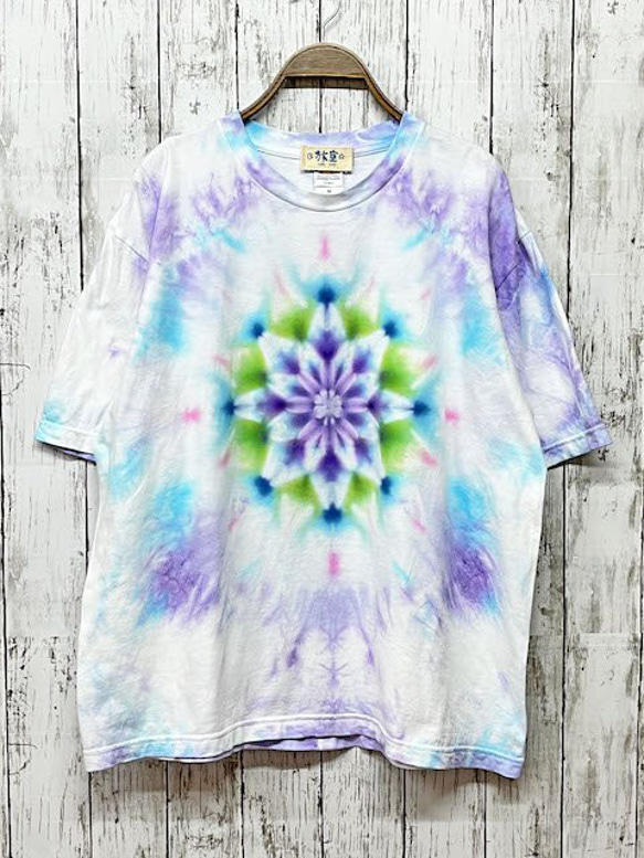 タイダイ染め　ビッグシルエット Tシャツ　Mサイズ　曼荼羅　ブルー×パープル　Hippies Dye HD16-50 1枚目の画像