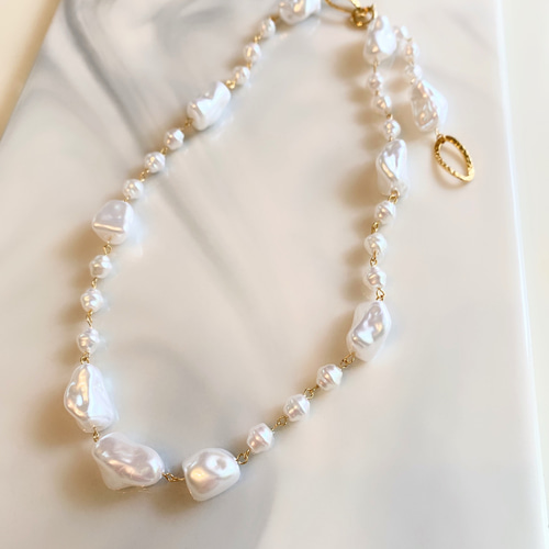 フェイクバロックパールのネックレス ネックレス・ペンダント blue  