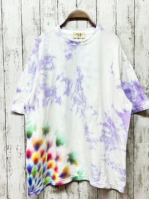 タイダイ染め　ビッグシルエット Tシャツ　XLサイズ　曼荼羅　パープルムラ染め　Hippies Dye HD16-51 1枚目の画像