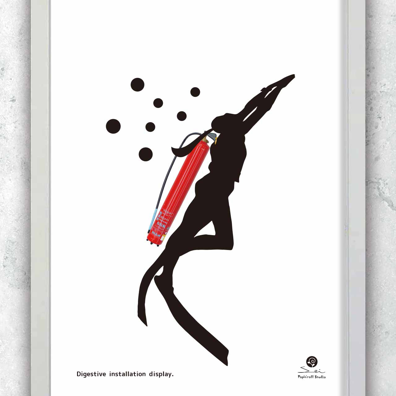 長い消火器　イラスト　ポスター　A4 A3 A2 A1　アート  　アートポスター　アート/sei検索　363
