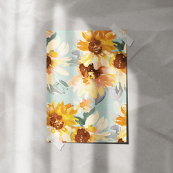 ポスター　夏のひまわり / i0241 /  ヴィンテージ風のヒマワリの花　ボタニカル　インテリアポスター 3枚目の画像