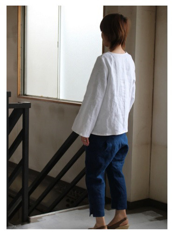 【春セットSALE】プルシャツ＆リネンコットンのクロップドパンツ 3枚目の画像