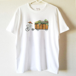 【送料無料】子ペンギンのお花屋さんTシャツ～子供から大人までみんなで使える13サイズ～ 1枚目の画像