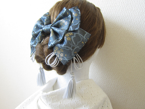 ご確認用になります。金襴リボン　髪飾り 髪飾りリボン✿金襴 桜 藍色 青 ウエディング 結婚式 成人式