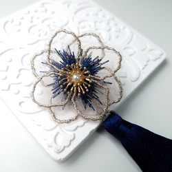 紫陽花の約束 Color2:紺 刺繍ピアス 大ぶり ウェディング 結婚式 ジューンブライド 3枚目の画像