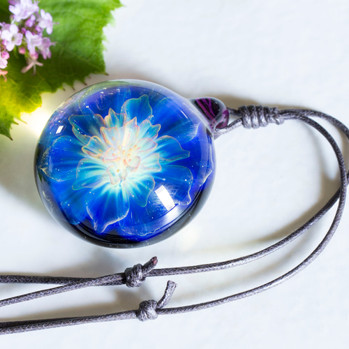 COSMIC FLOWER ボロシリケイトガラスペンダント cf45 ネックレス