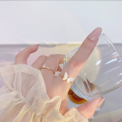 【即日発送】【夏新作】韓国ファッション 上品蝶々指輪2点セット　フリーサイズ　ゴールドアクセサリー　-1030 7枚目の画像