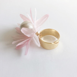 big pearl ring♡pink daisy 3枚目の画像