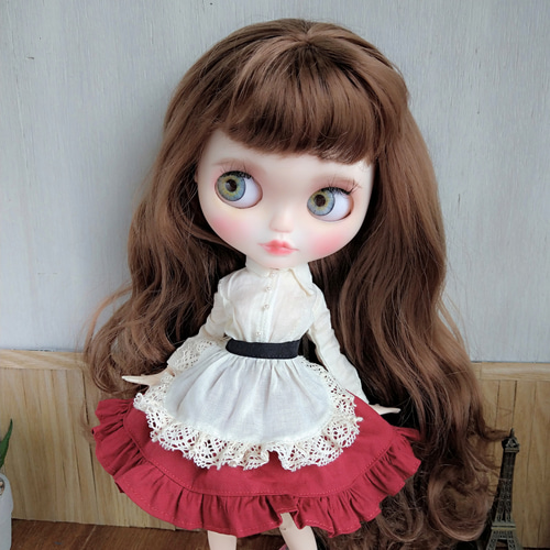 669※単品※アイボリーのレースたっぷりエプロン※ブライスアウトフィット 