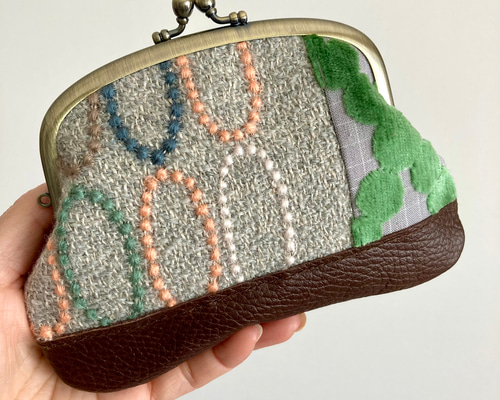 本革ver.親子がま口財布＊ミナペルホネンmina-perhonenの人気柄タルト