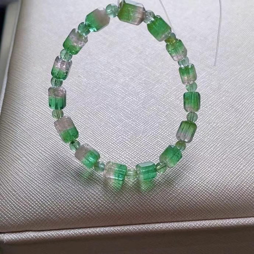 天然無処理 トルマリン ウォーターメロン ブレスレット 12.3g