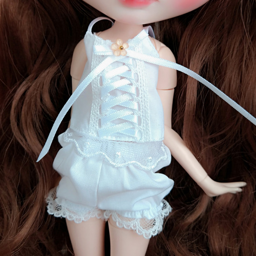 673※単品※白のふんわりかぼちゃパンツ※ブライスアウトフィット※1/6ドール服