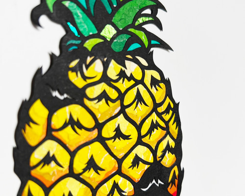 ちぎり絵×切り絵】原画アート 『pine-apple（パイナップル）』 絵画 紙