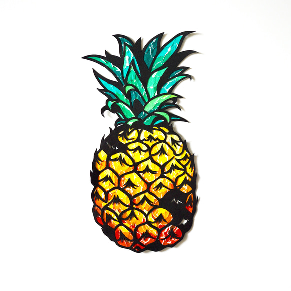 【切り絵×ちぎり絵】pine-apple -ﾊﾟｲﾅｯﾌﾟﾙ- 原画アート 6枚目の画像