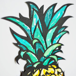 【切り絵×ちぎり絵】pine-apple -ﾊﾟｲﾅｯﾌﾟﾙ- 原画アート 4枚目の画像