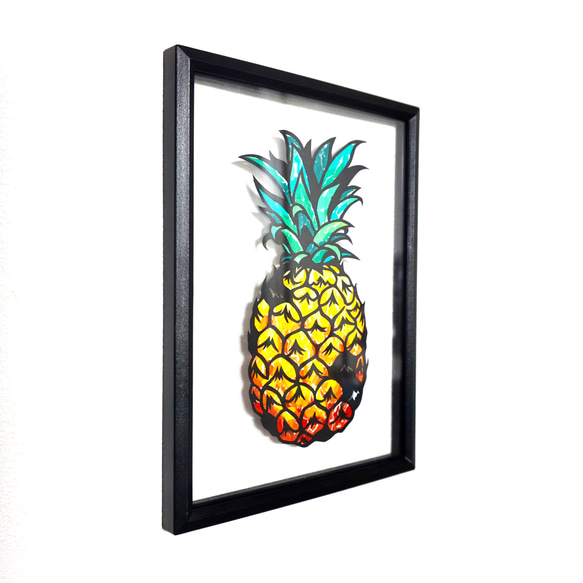 【切り絵×ちぎり絵】pine-apple -ﾊﾟｲﾅｯﾌﾟﾙ- 原画アート 7枚目の画像