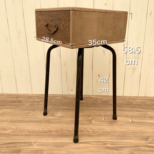 ◇アンティーク レトロ 古い引き出しのサイドテーブル 引出し収納付き