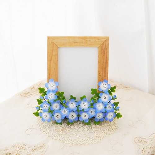 受注】ネモフィラのフォトフレーム 縦置き L判サイズ 写真立て フォト