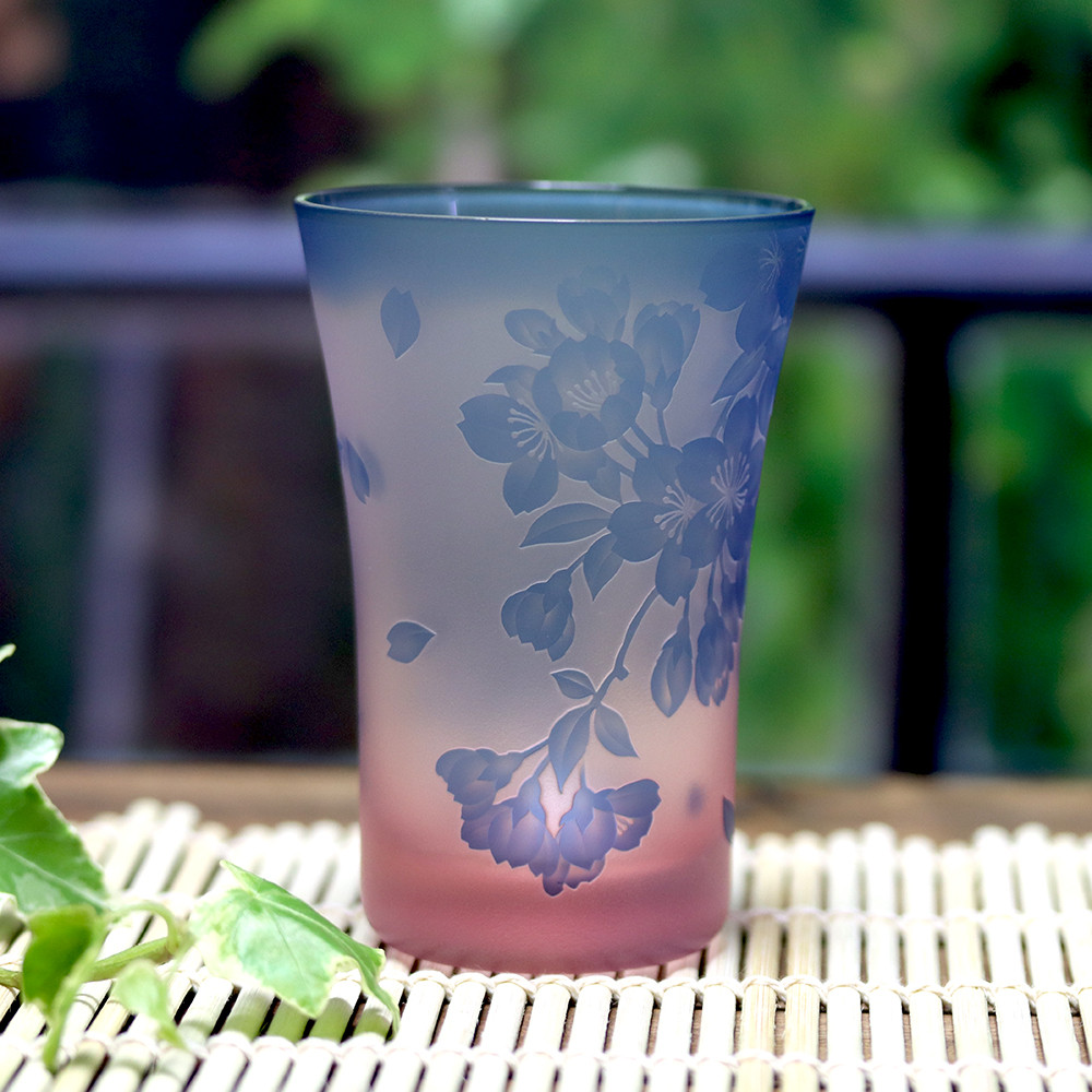 桜舞い散るタンブラー　被せグラス