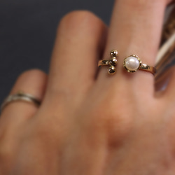 小品系列-小珍珠開口黃銅戒 第2張的照片
