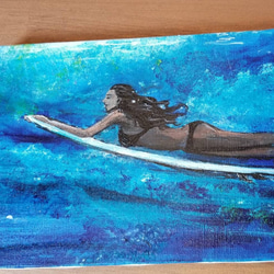 アート feeling 絵画 サーフィン サーフガール 海の絵 絵画 W