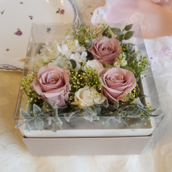 再販☆結婚祝い　記念日フラワーギフト☆プリザーブドフラワー　バラ　モーブピンクBOXデザイン 8枚目の画像