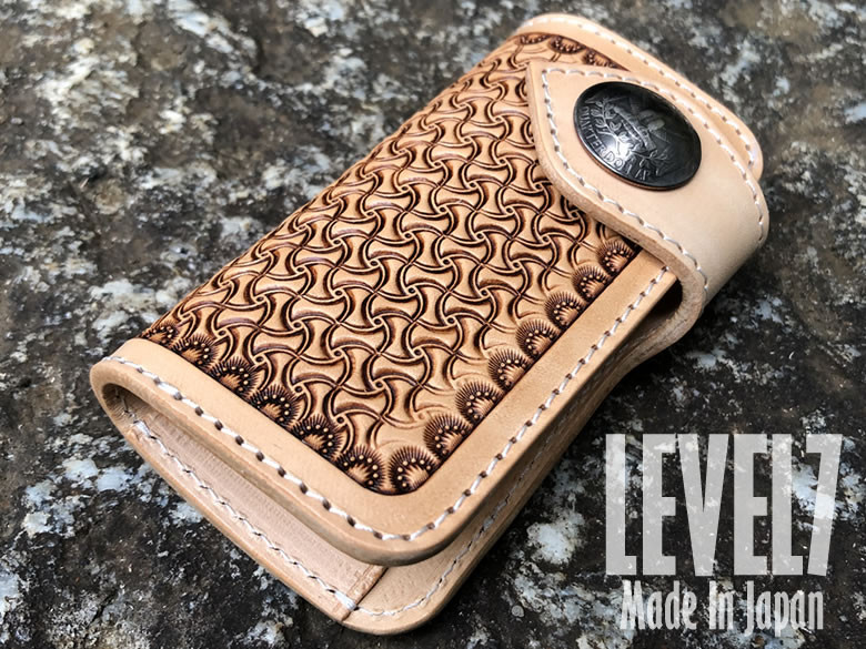 KEY CASE/キーケース キーホルダー クレイジースタンプカービング ヨーロピアンレザー/ヌメ革 バイカータイプ