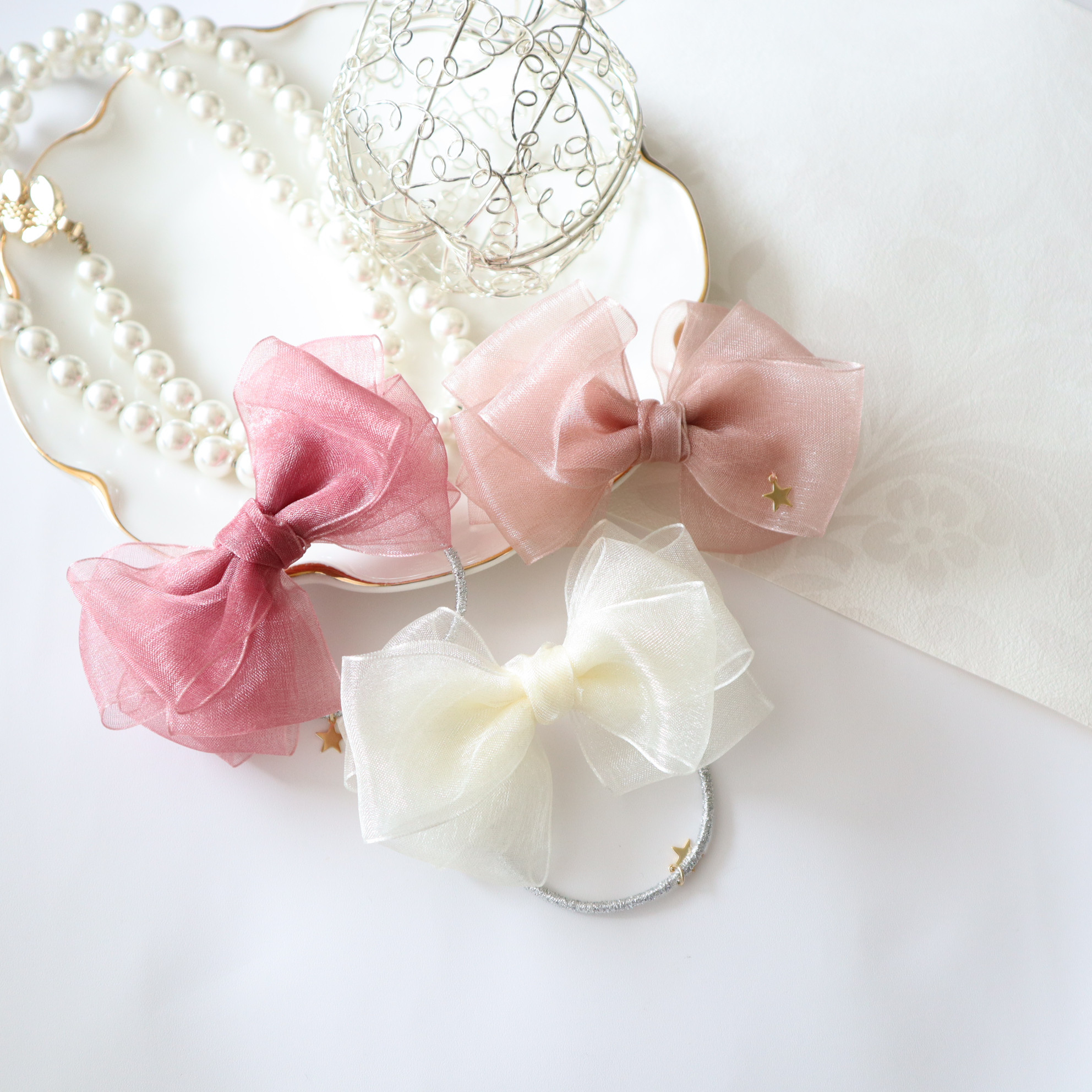 ヘアゴム No.359 タッセルヘアーゴムくすみピンクNo.359