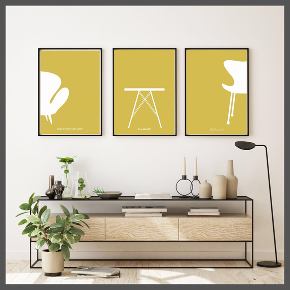 幸せな場所 ⭐️ 北欧アート 3枚セット⭐️イス アート 北欧 ポスター
