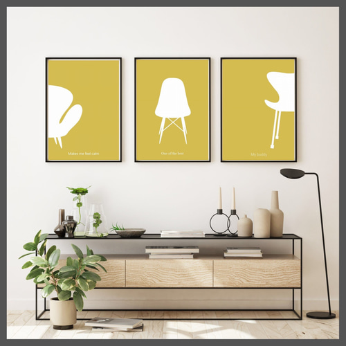 幸せな場所 ⭐️ 北欧アート 3枚セット⭐️イス アート 北欧 ポスター