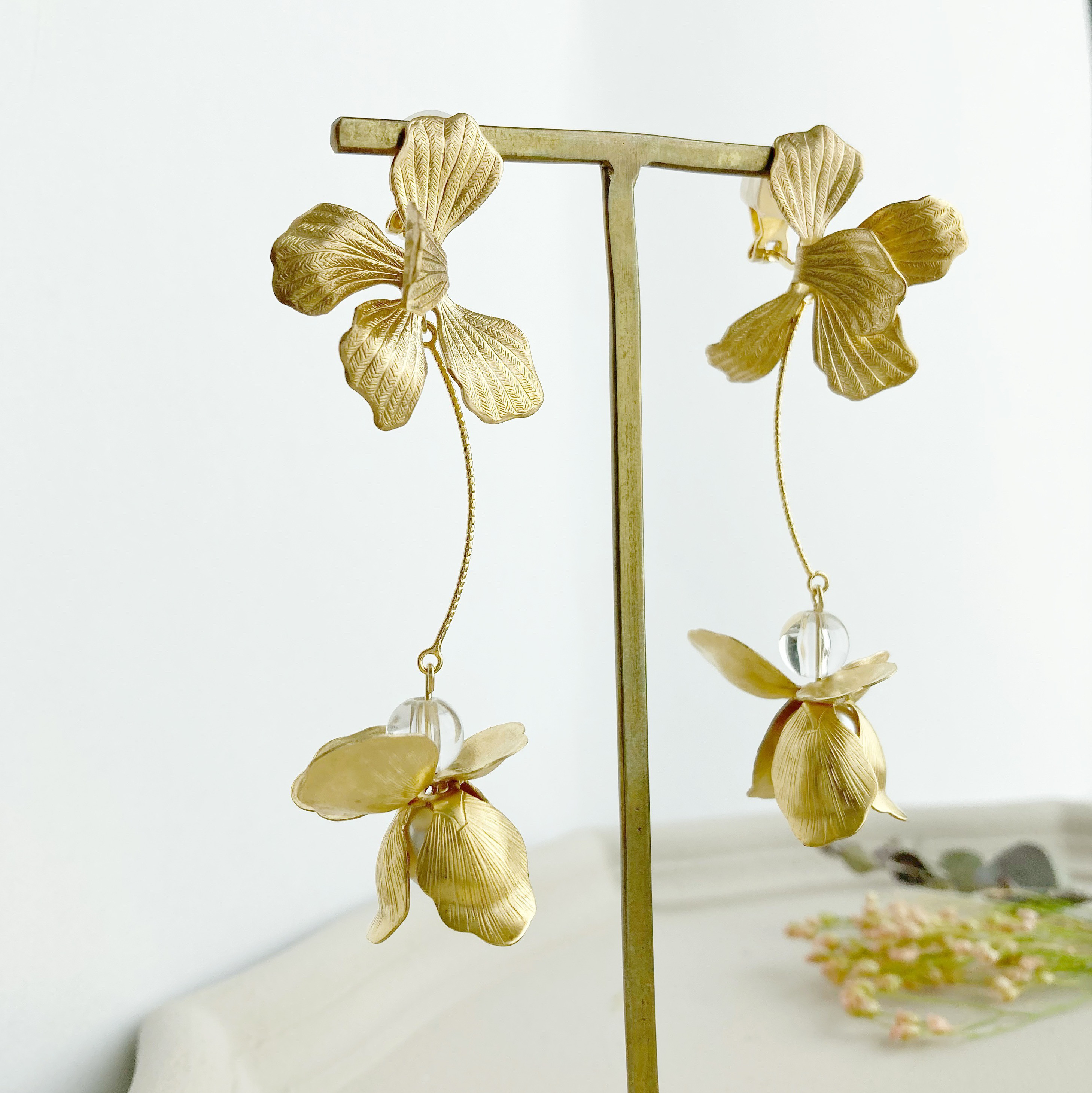 ･:*flower bridal･:*  花びらゆれる <ブライダル2点セット> ヘッドドレス+イヤリング/ピアス