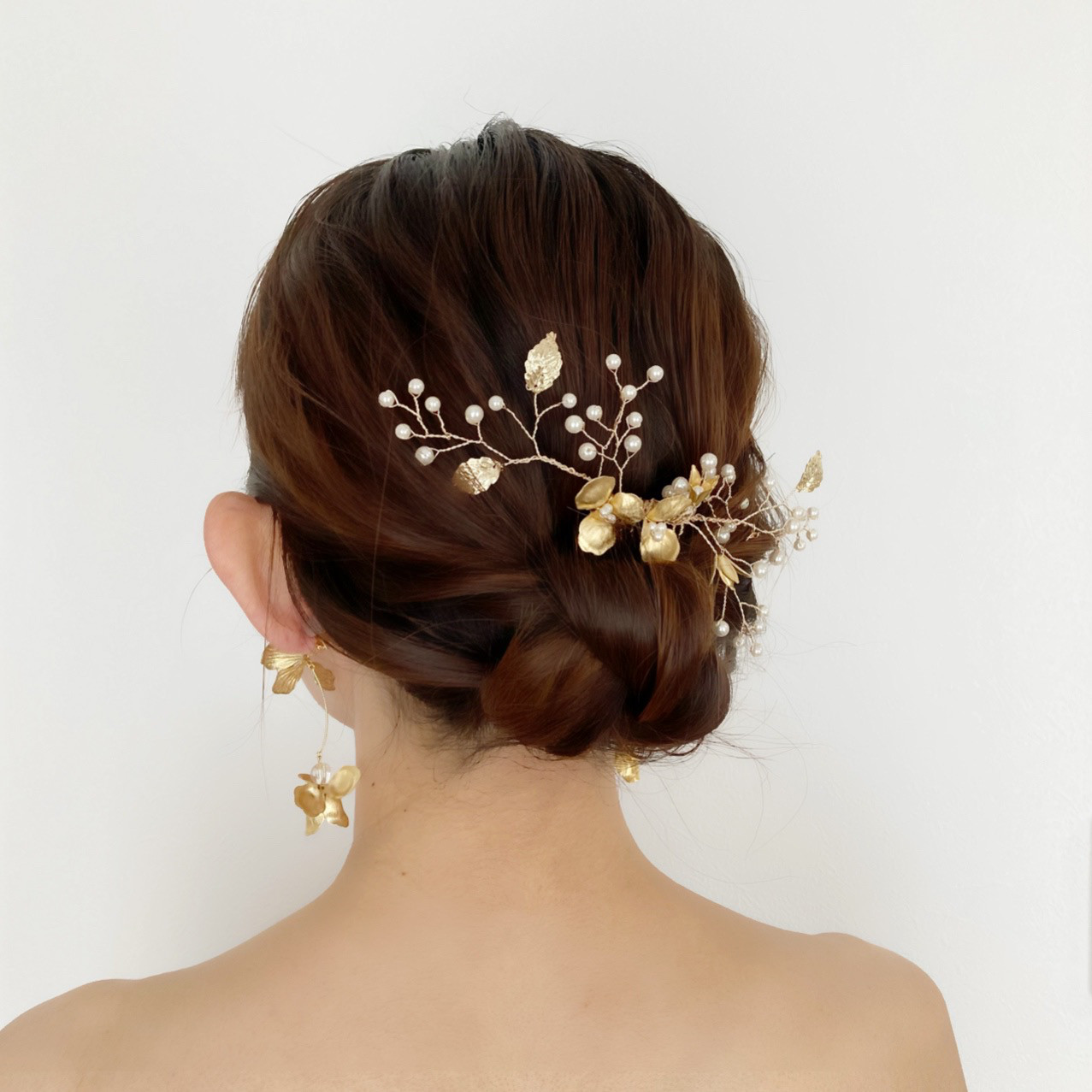 ･:*flower bridal･:*  花びらゆれる <ブライダル2点セット> ヘッドドレス+イヤリング/ピアス